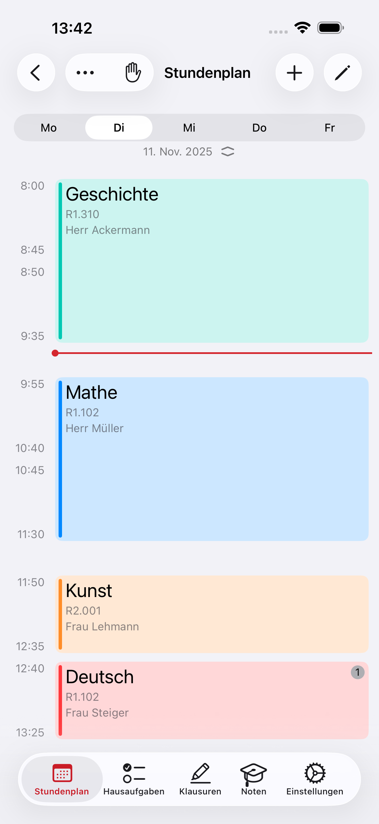 SchulPlaner Stundenplan auf dem iPhone