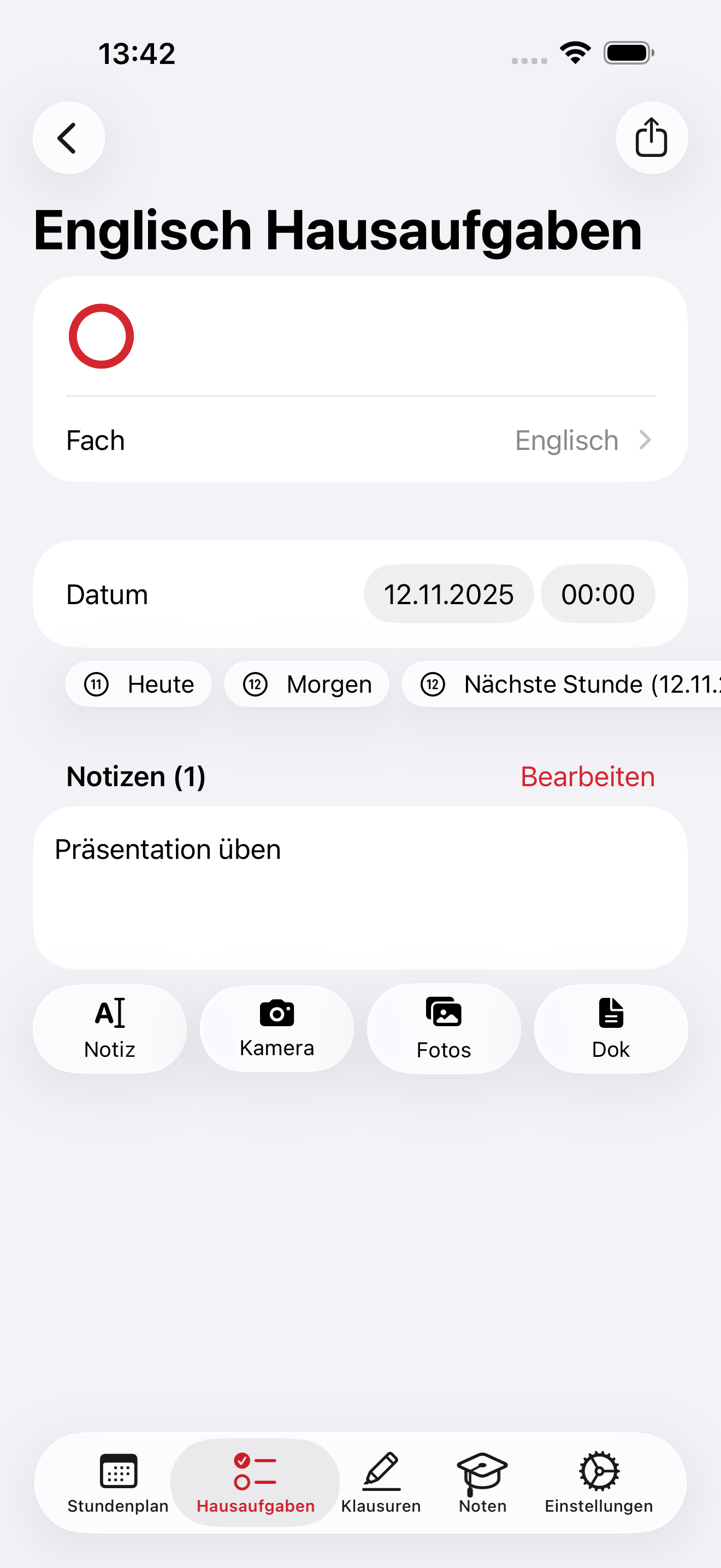 SchulPlaner Hausaufgaben auf dem iPhone